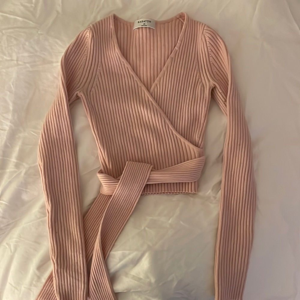 Pink babaton wrap sweater size XS